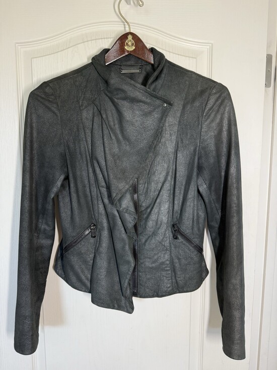 Diane von Furstenberg Jackets & Blazers - DVF Archival 2010 Patisserie Metallic Pewter Leather Jacket 8